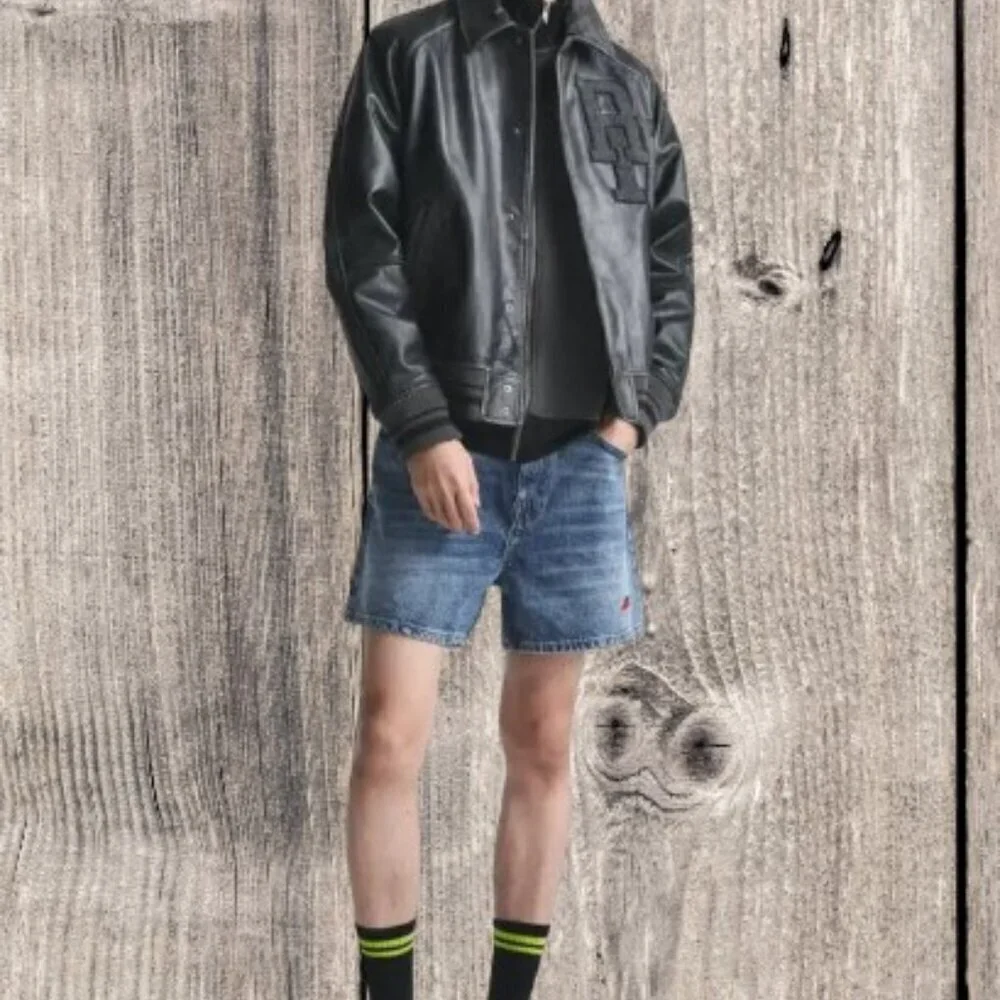 Zara RHUDE Denim Shorts logo SIZE  42